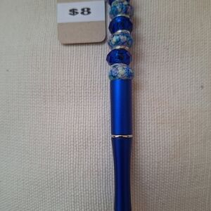 Blue Beaded Pen (Black Ink)
